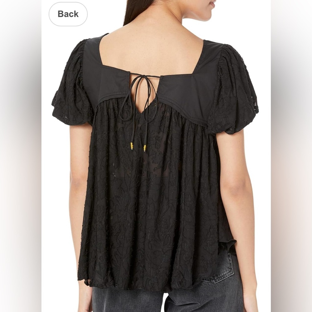 FREE PEOPLE Sunrise To Sunset Lace Babydoll Top Short Sleeve NWT - Picture 2 of 8